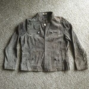 Leather Suede Dark Olive Green Moto Military Jacket by Ruff Hewn